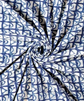 2.5 m Indigo hand block printed cotton kurta material