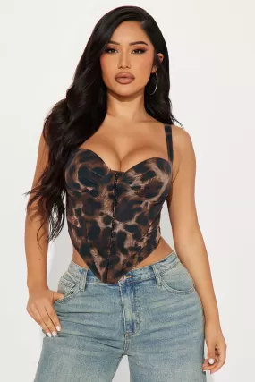 Caroline Leopard Mesh Corset Top - Leopard