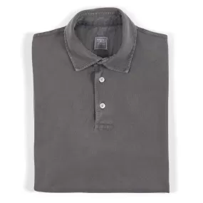 Fedeli Classic Short Sleeve Knitted Piqué Polo Shirt in Stone Grey