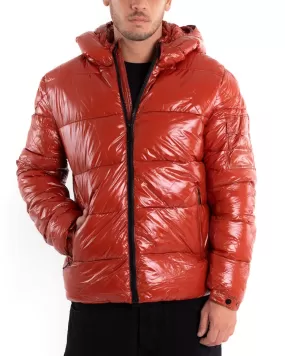 Giubbotto Uomo Bomber Lucido Vernice Oversize Taschino Puffer Rosso GIOSAL-G2907A