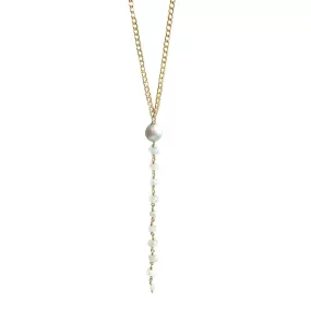 Grey Pearl   Moonstone 'Y' Necklace