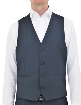 Luke 210 Blue Check Wool Waistcoat