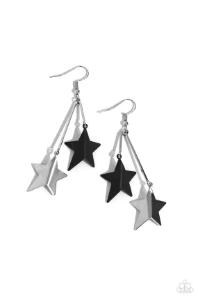 Paparazzi Stellar STAGGER Black Earrings