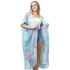 Patchwork Print Lurex Kimono Poncho