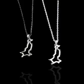 Sterling Silver Pakistan Map Outline Necklace - Available in 3 Colors