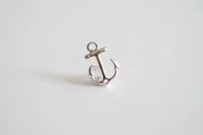 Sterling Silver Wholesale Anchor Connector -Silver Anchor, Gold or Silver Sideways Anchor Charm, 925 Silver Anchor, Nautical beach Summer Charms, 101