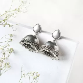 Teejh Tara Silver Oxidised Jhumki Earrings